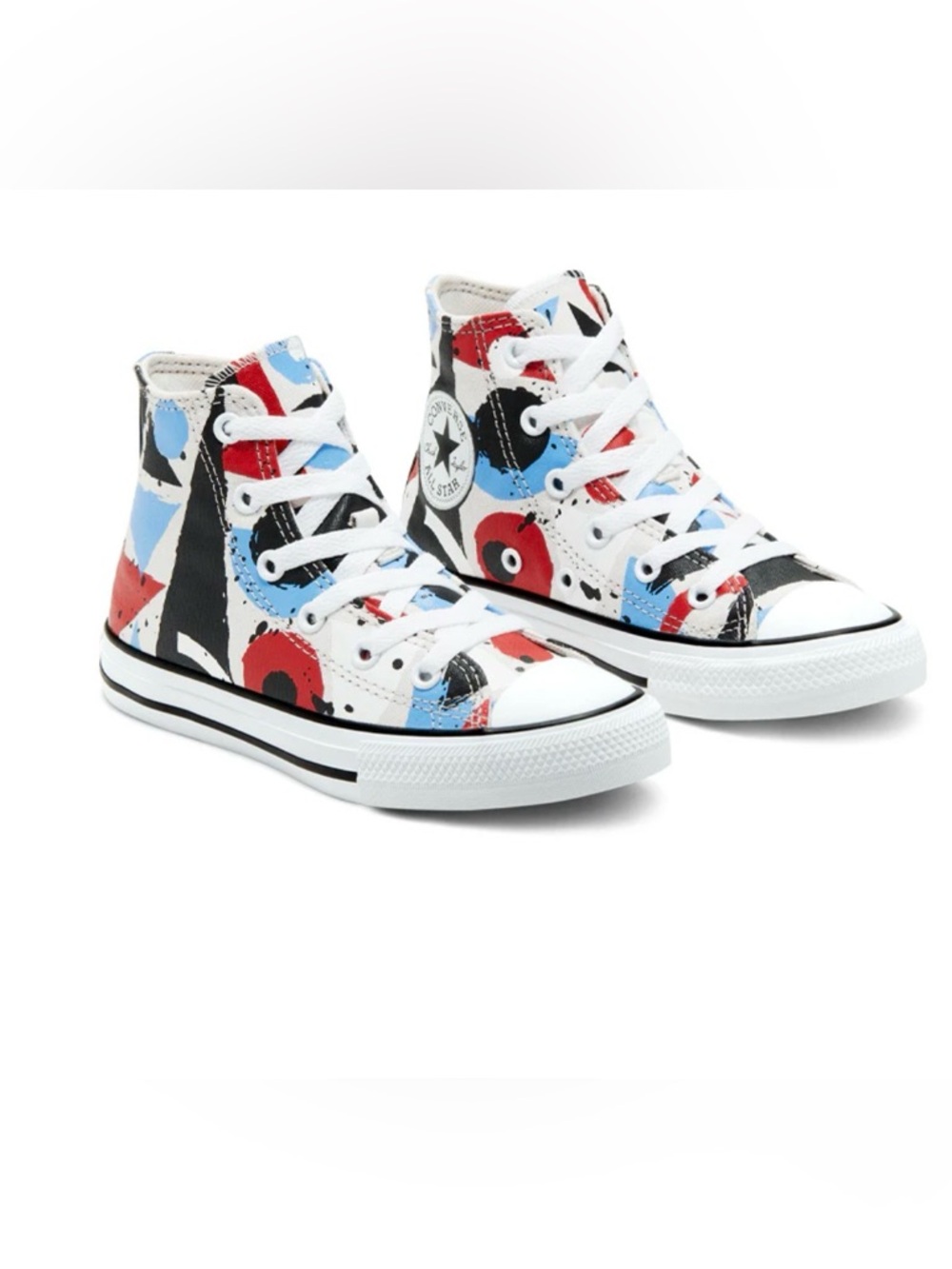 Kids Converse Chuck Taylor “Blue White Red” High Tops with Graffiti Print